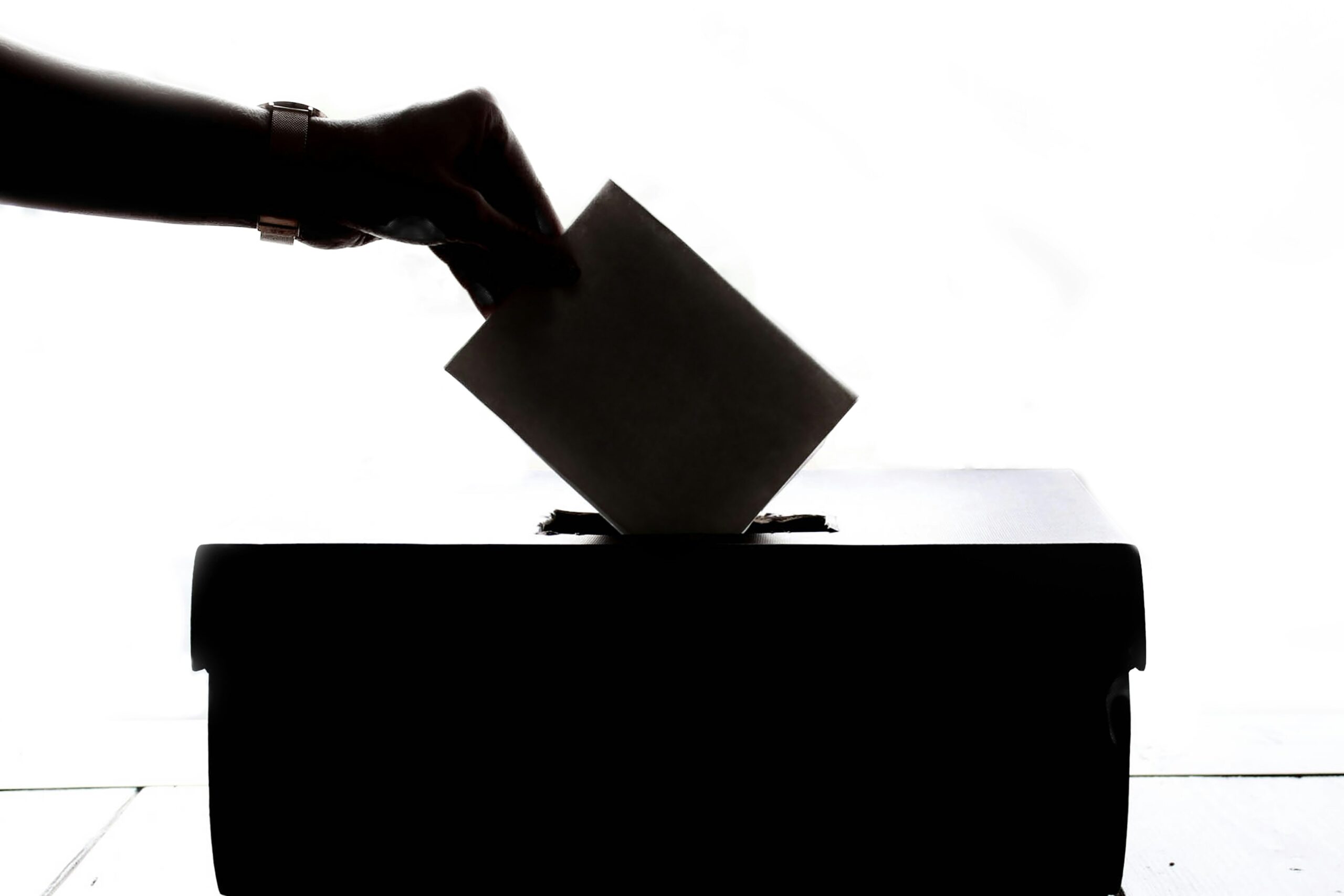 vote Une personne déposant son vote dans une boite.